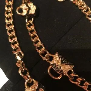 NWT St. John handbag charm gold chain belt. Vintage ST JOHN SJ Logo Designer Runway Layered Gold Tone  main image 2